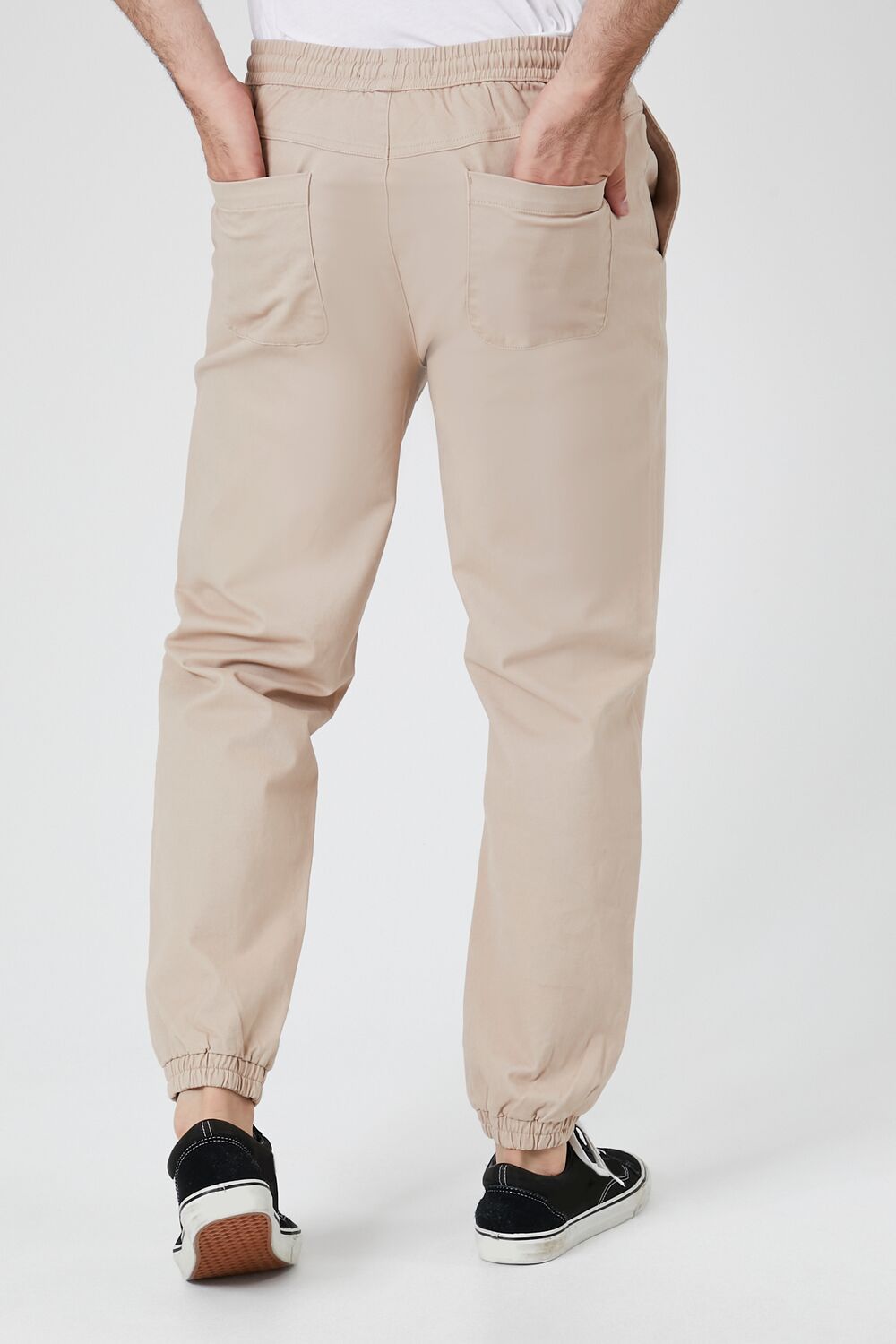  Forever 21 Twill Drawstring Joggers - taupe - Bonton
