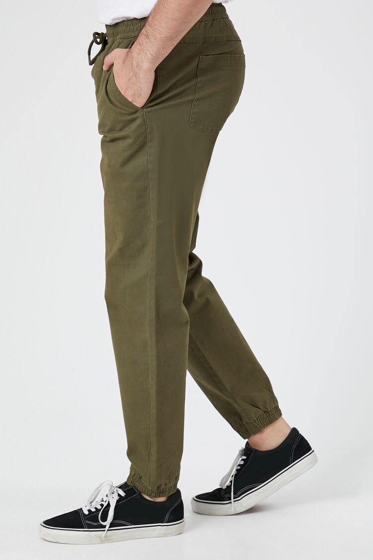  Forever 21 Twill Drawstring Joggers - taupe - Bonton