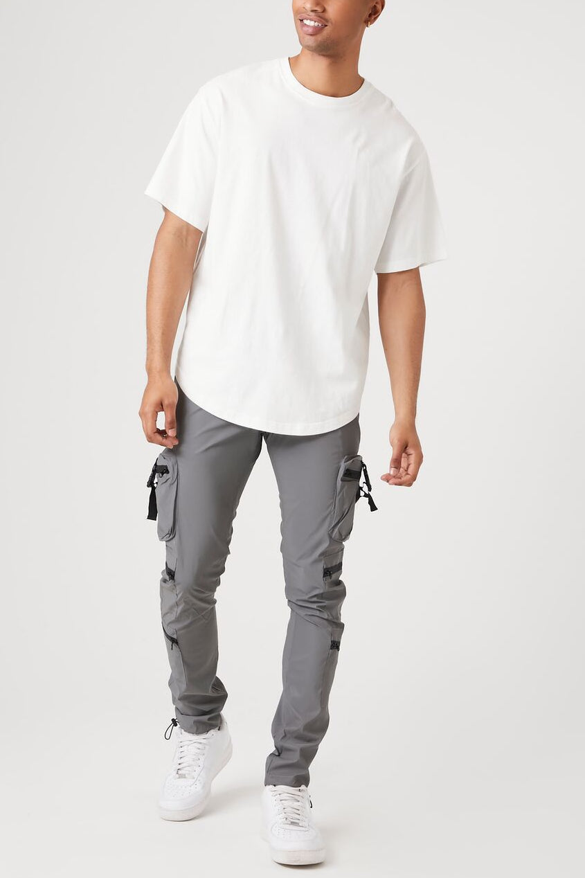  Forever 21 Reflective Cargo Joggers - grey-multi - Bonton