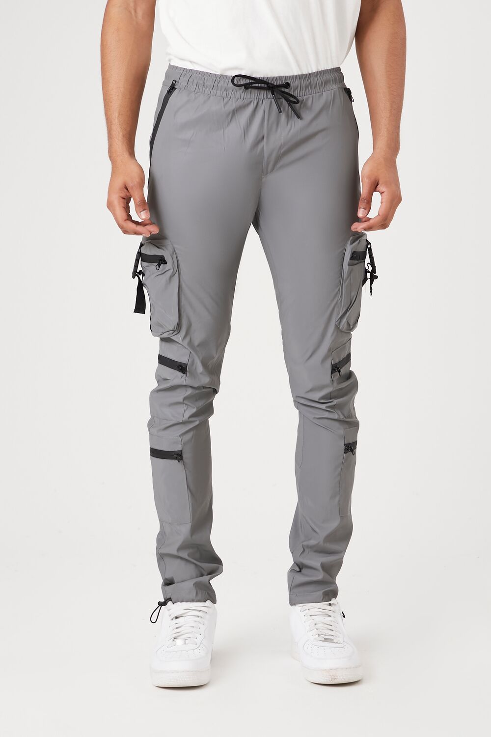  Forever 21 Reflective Cargo Joggers - grey-multi - Bonton
