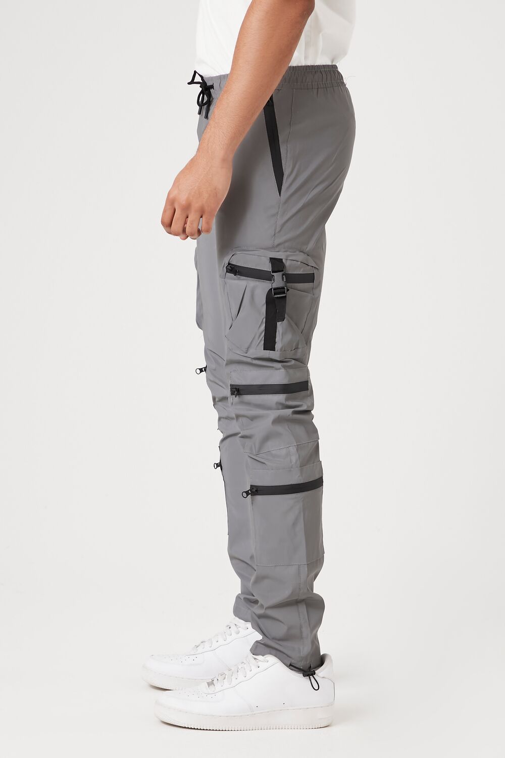  Forever 21 Reflective Cargo Joggers - grey-multi - Bonton