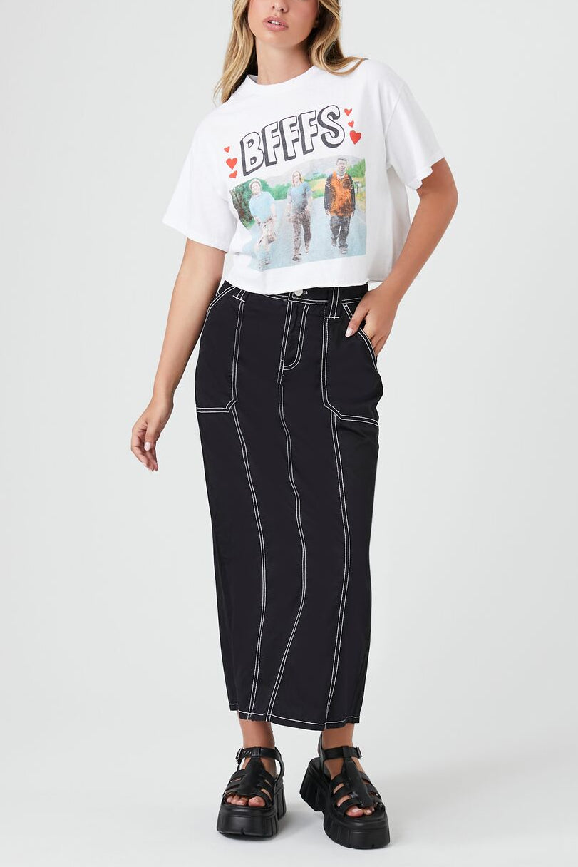  Forever 21 Cropped BFFFS Graphic Tee - white multi - Bonton