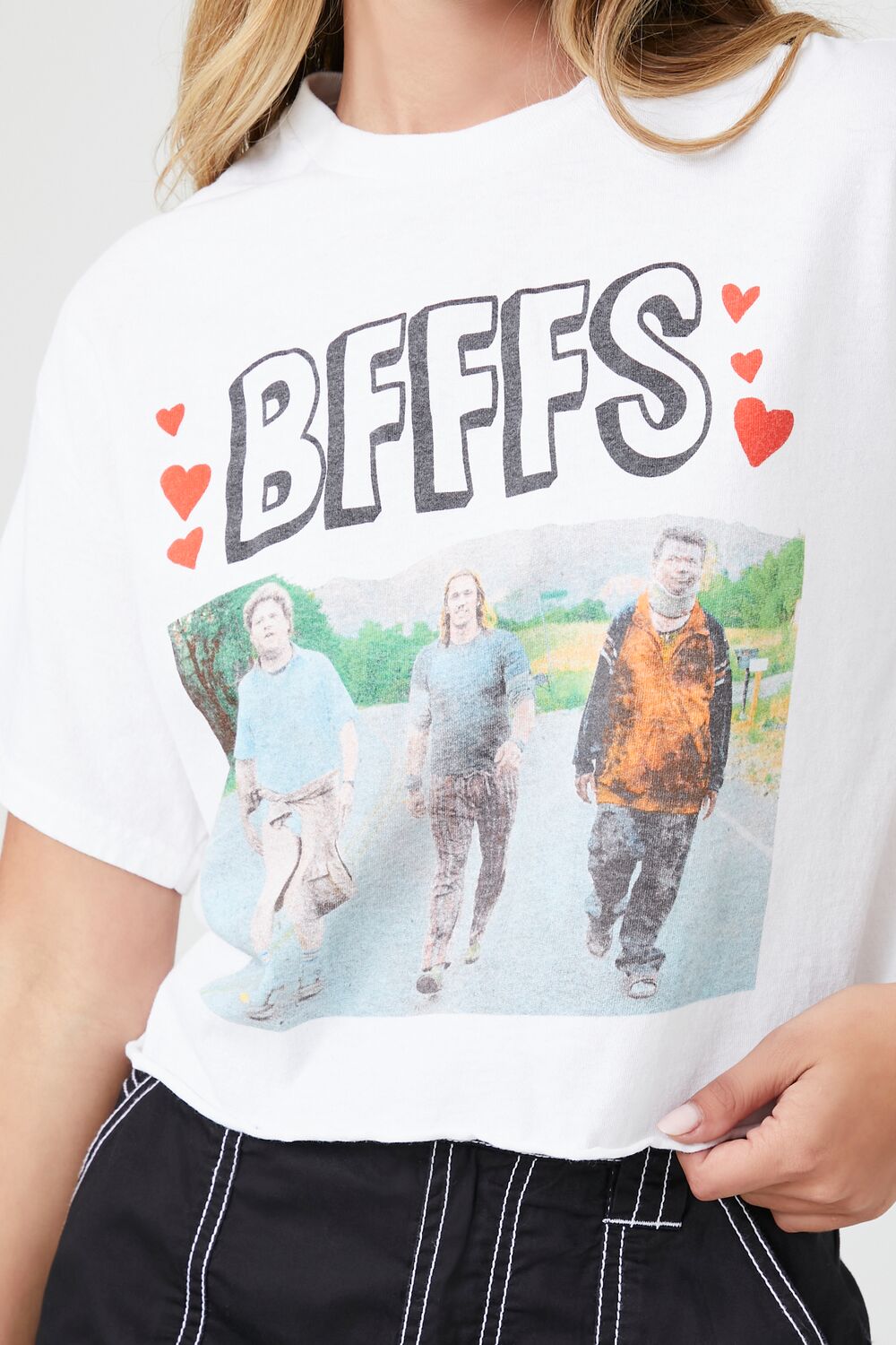  Forever 21 Cropped BFFFS Graphic Tee - white multi - Bonton