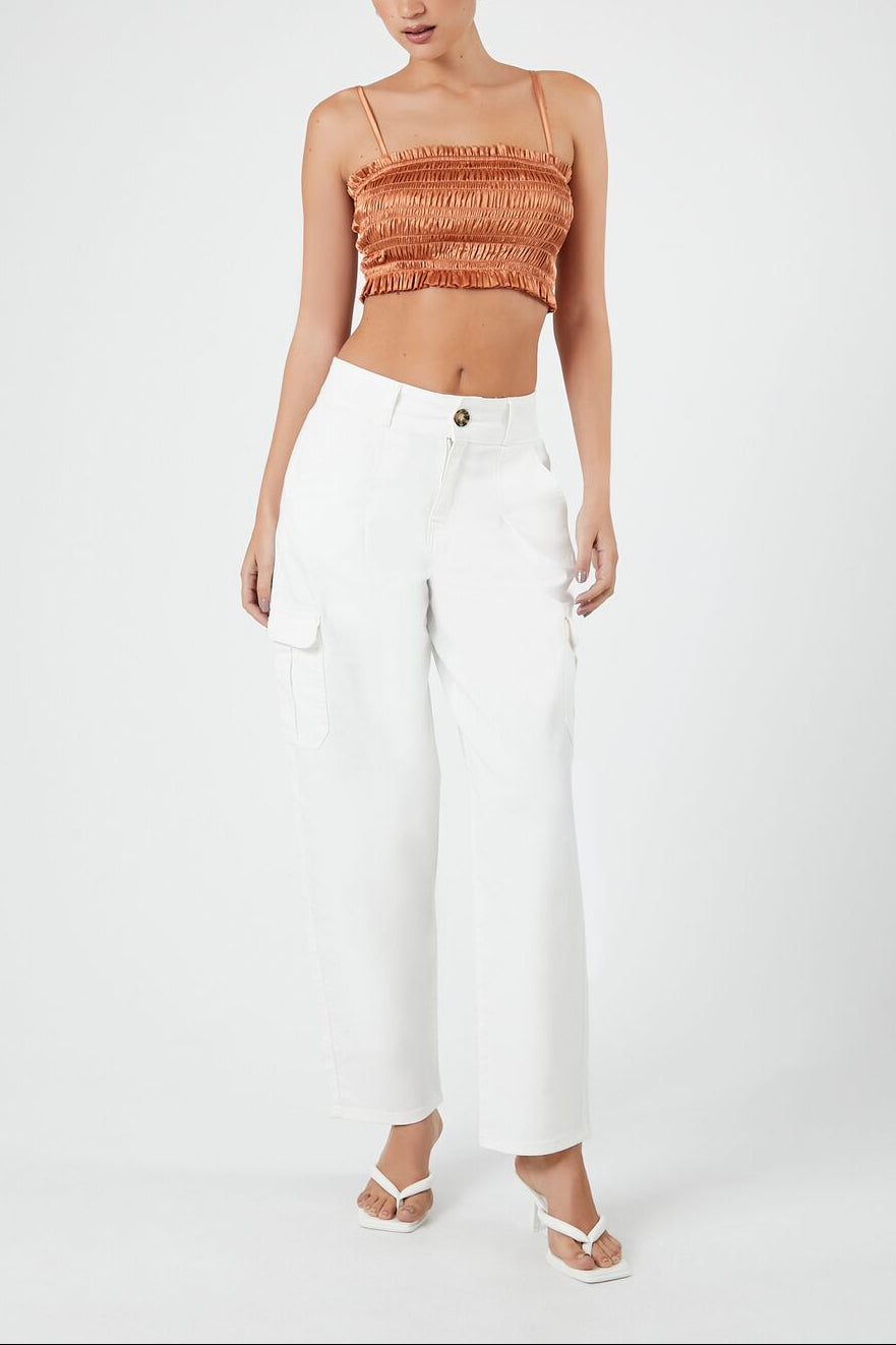  Forever 21 Smocked Satin Cropped Cami - purple - Bonton
