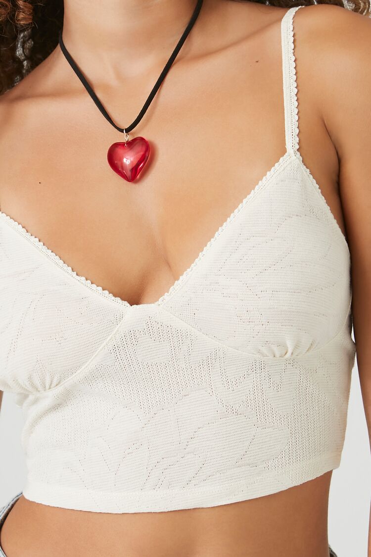 Forever 21 Cropped Rib-Knit Cami - cream - Bonton