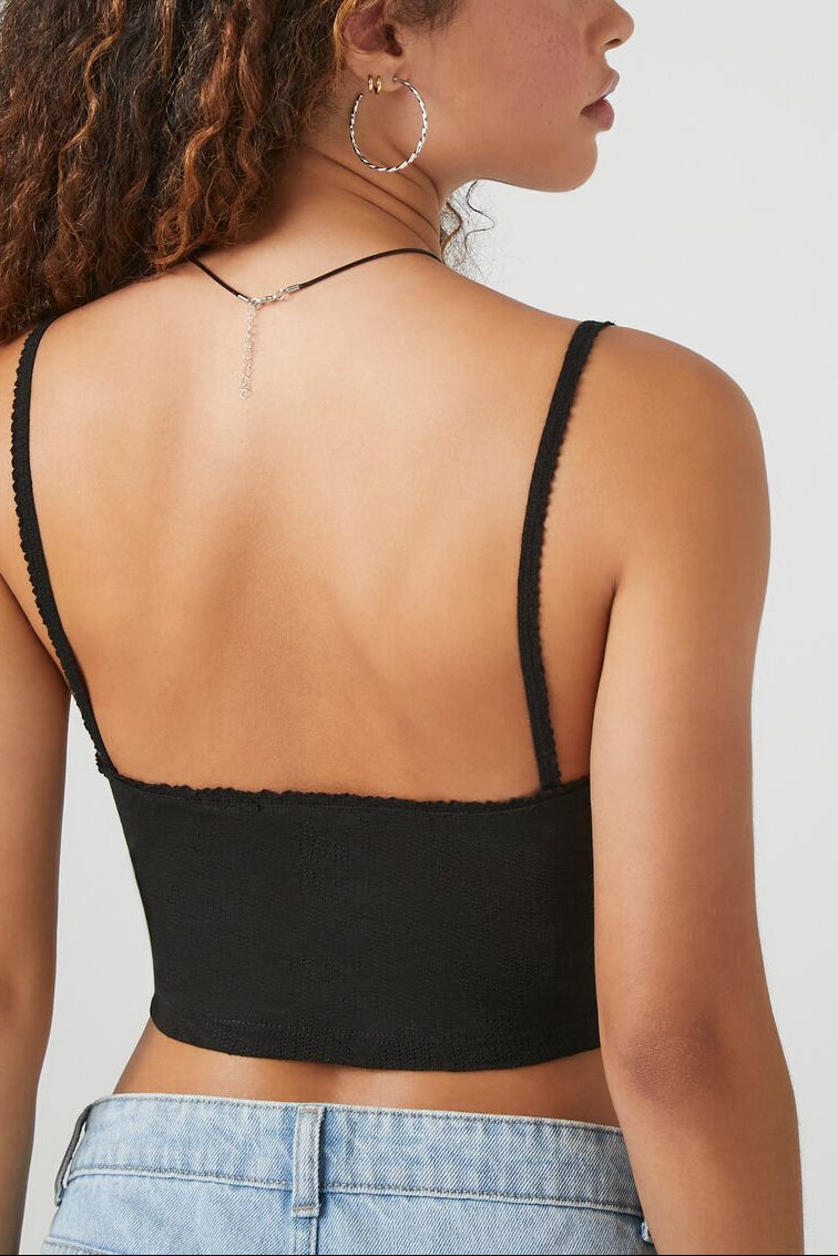  Forever 21 Cropped Rib-Knit Cami - cream - Bonton