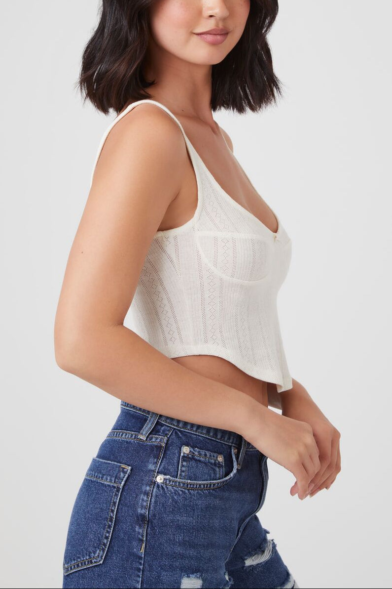 Forever 21 Curved-Hem Cropped Tank Top - cream - Bonton