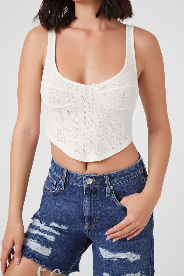 Forever 21 Curved-Hem Cropped Tank Top - cream - Bonton