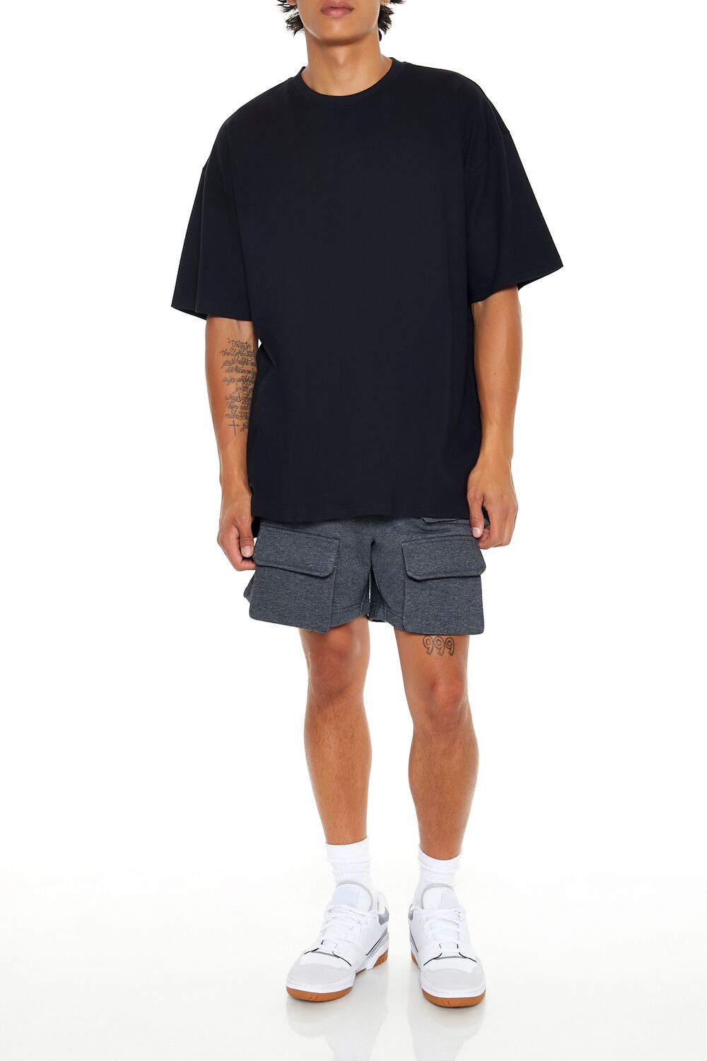  Forever 21 Cotton Crew High-Low Hem Tee - black - Bonton