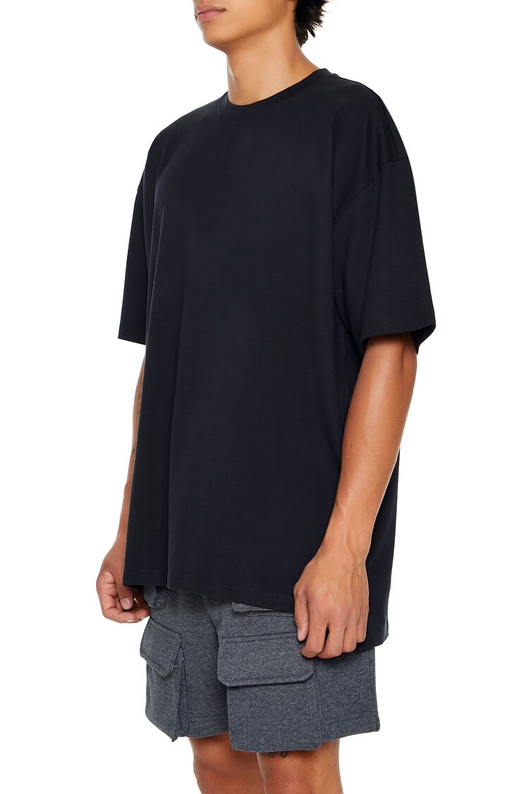  Forever 21 Cotton Crew High-Low Hem Tee - black - Bonton