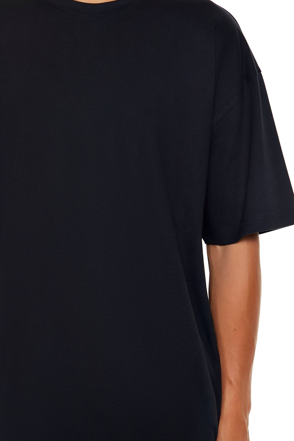  Forever 21 Cotton Crew High-Low Hem Tee - black - Bonton