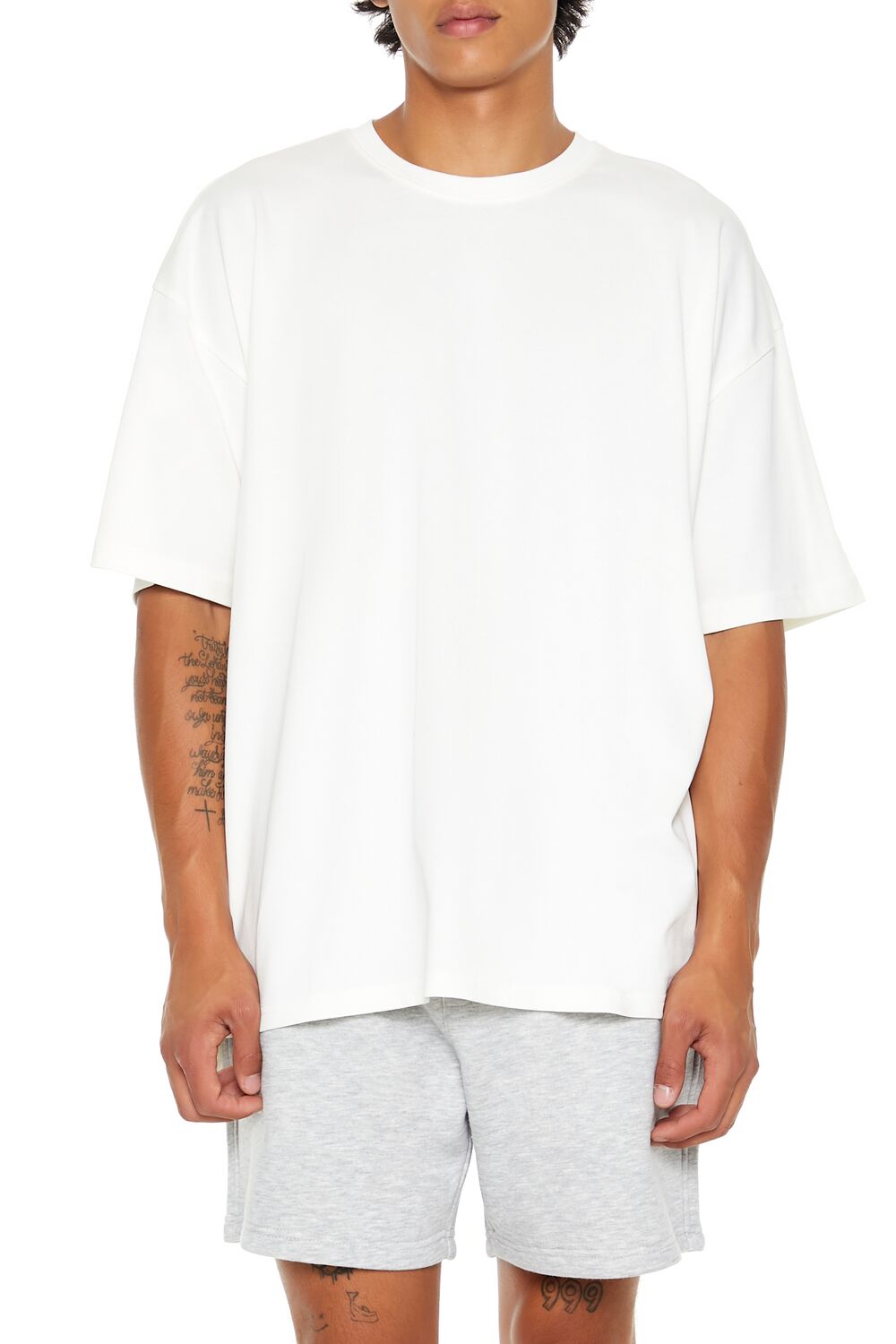  Forever 21 Cotton Crew High-Low Hem Tee - black - Bonton