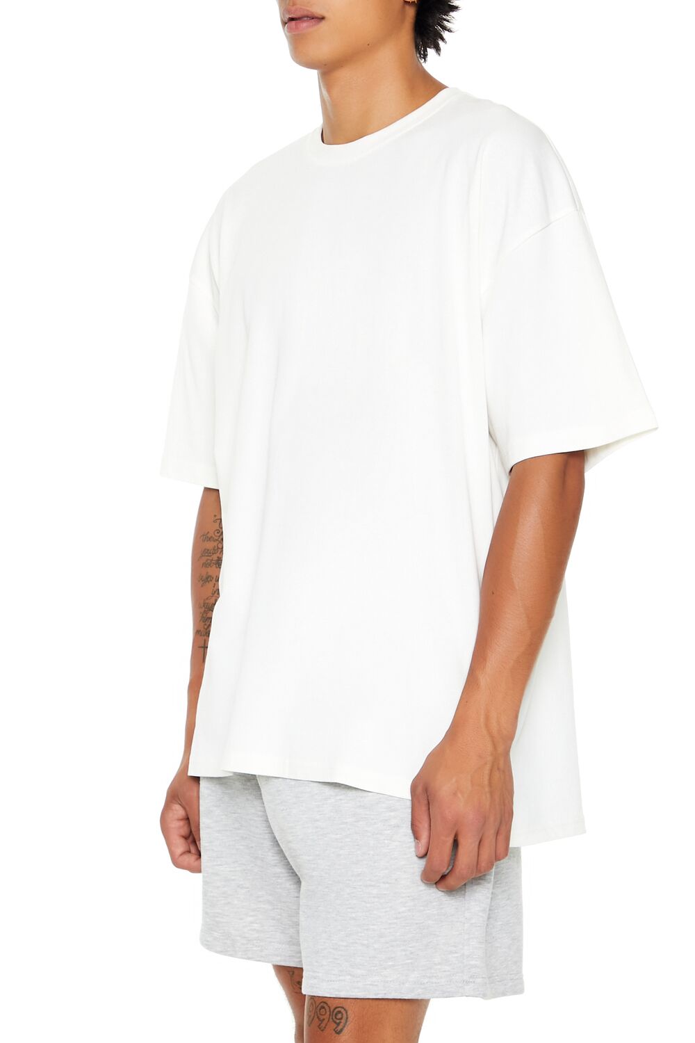 Forever 21 Cotton Crew High-Low Hem Tee - black - Bonton