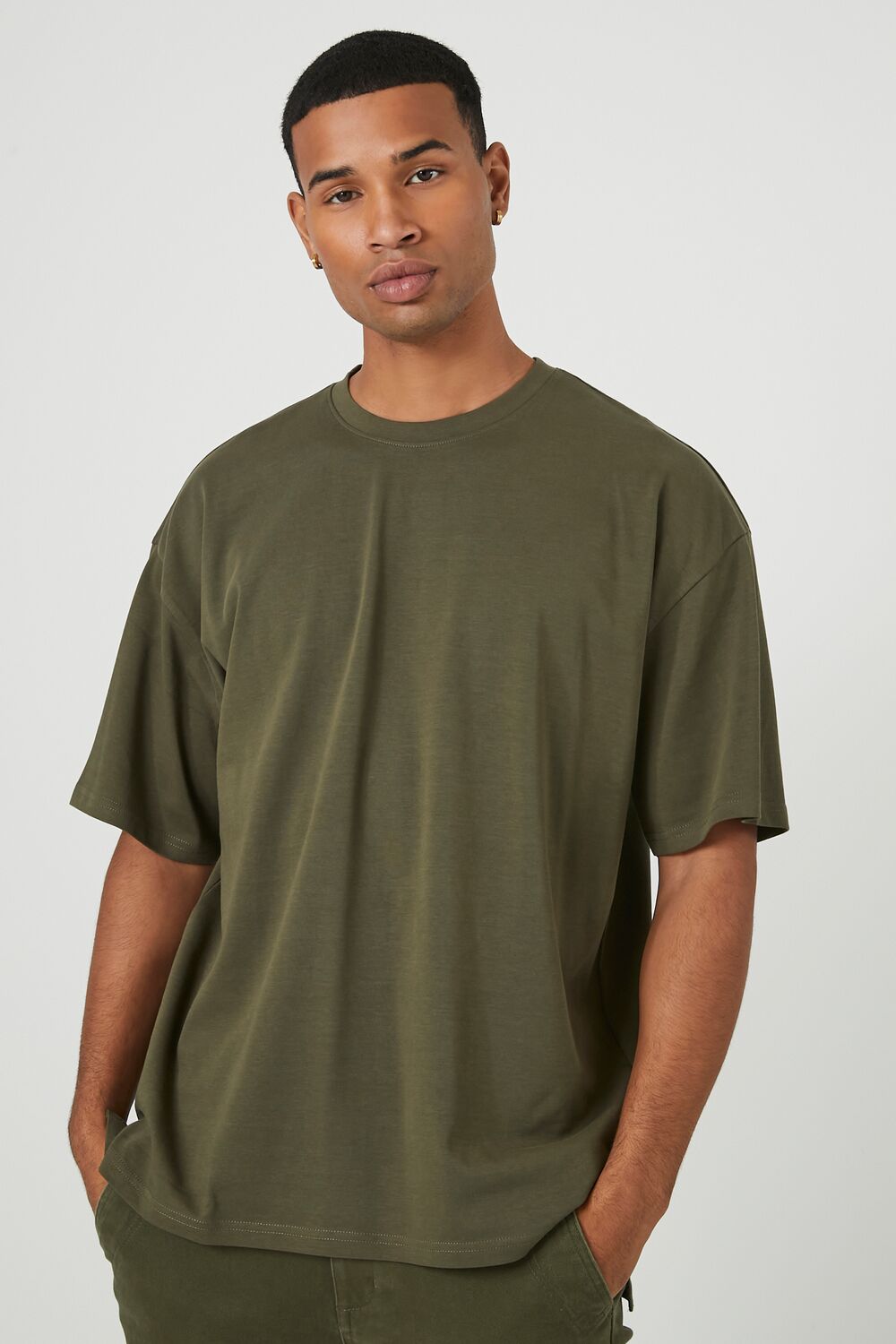  Forever 21 Cotton Crew High-Low Hem Tee - black - Bonton