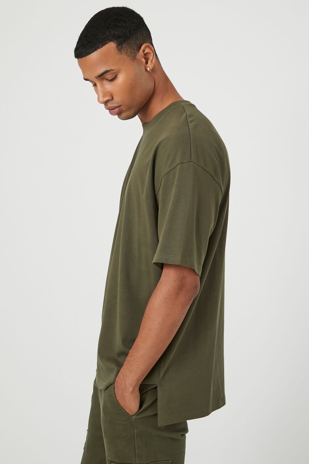  Forever 21 Cotton Crew High-Low Hem Tee - black - Bonton