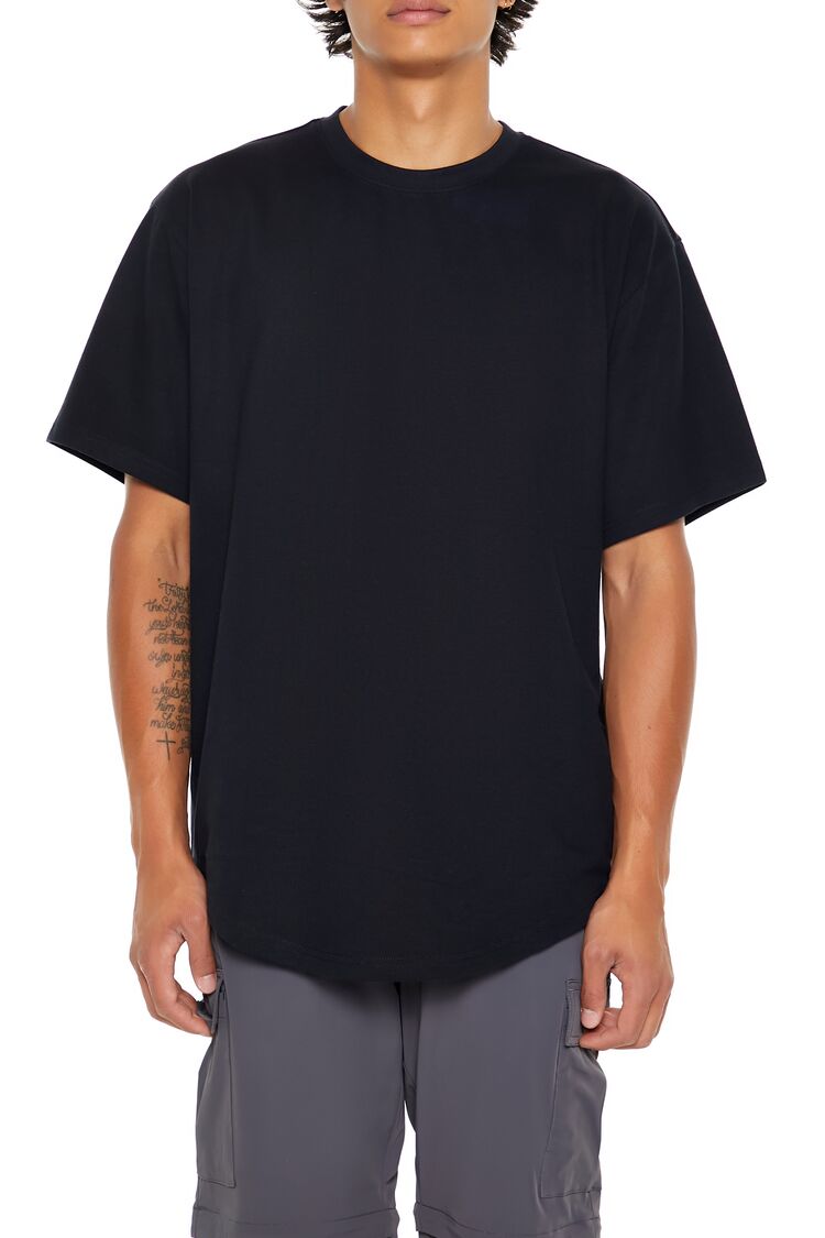  Forever 21 Scoop Cotton Crew Tee - black - Bonton