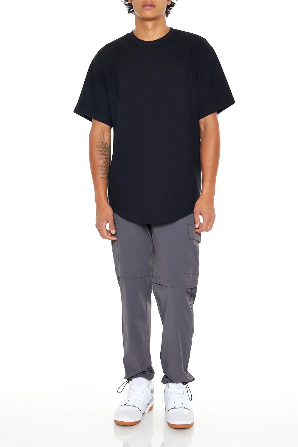  Forever 21 Scoop Cotton Crew Tee - black - Bonton
