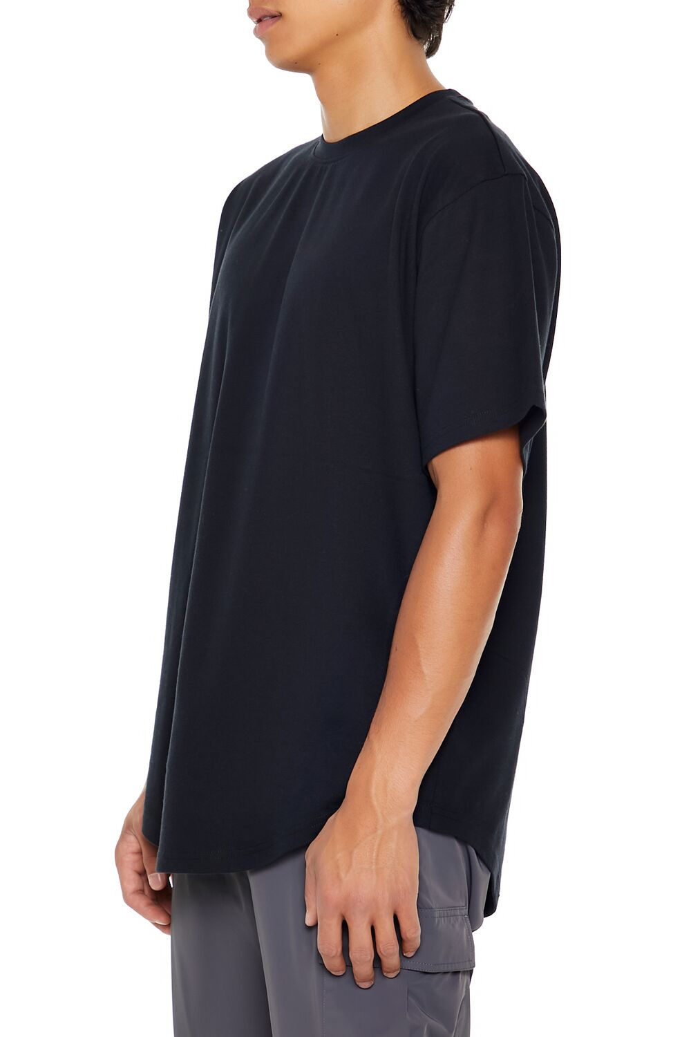  Forever 21 Scoop Cotton Crew Tee - black - Bonton