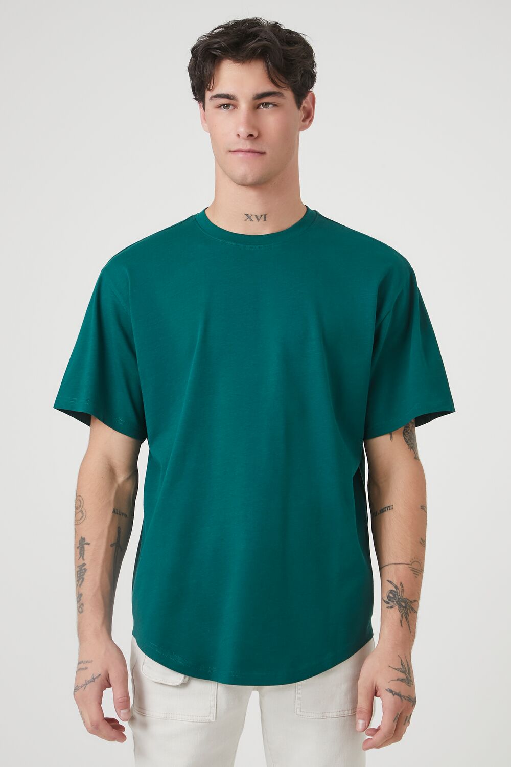  Forever 21 Scoop Cotton Crew Tee - black - Bonton