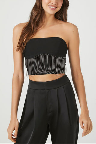 Rhinestone Fringe Tube Top