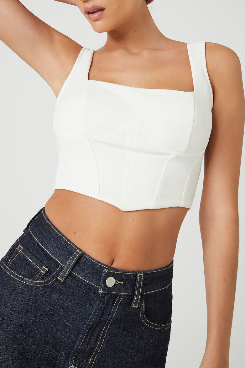  Forever 21 Corset Crop Top - white - Bonton