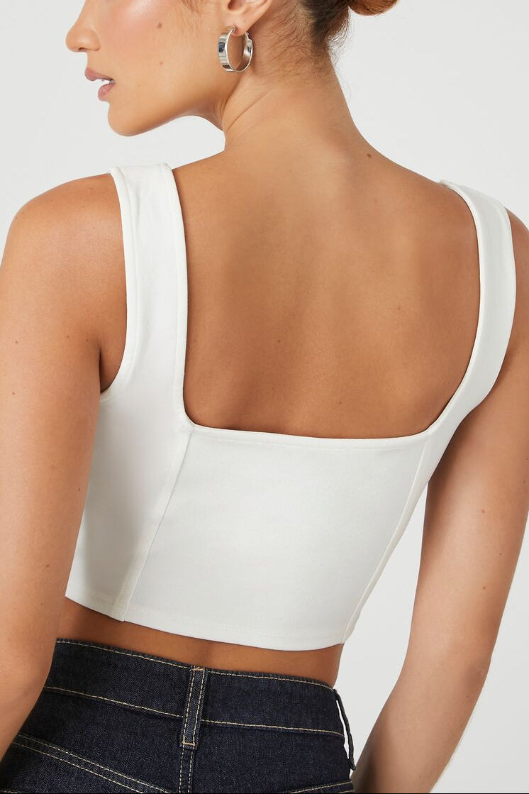  Forever 21 Corset Crop Top - white - Bonton