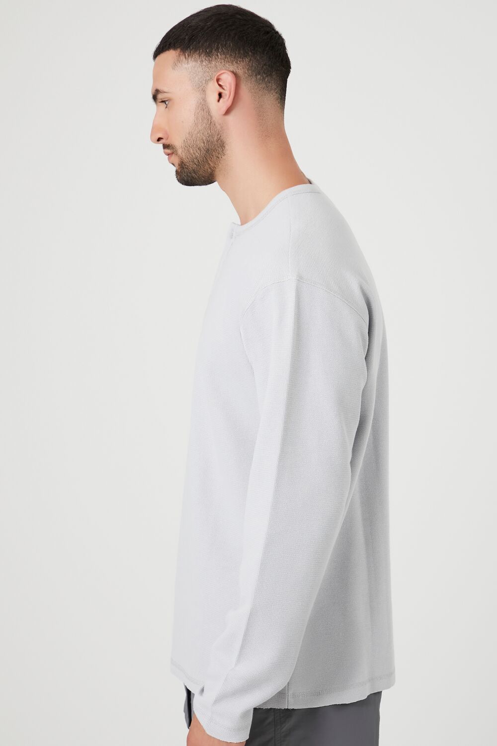 Forever 21 Thermal Henley Shirt - light grey - Bonton