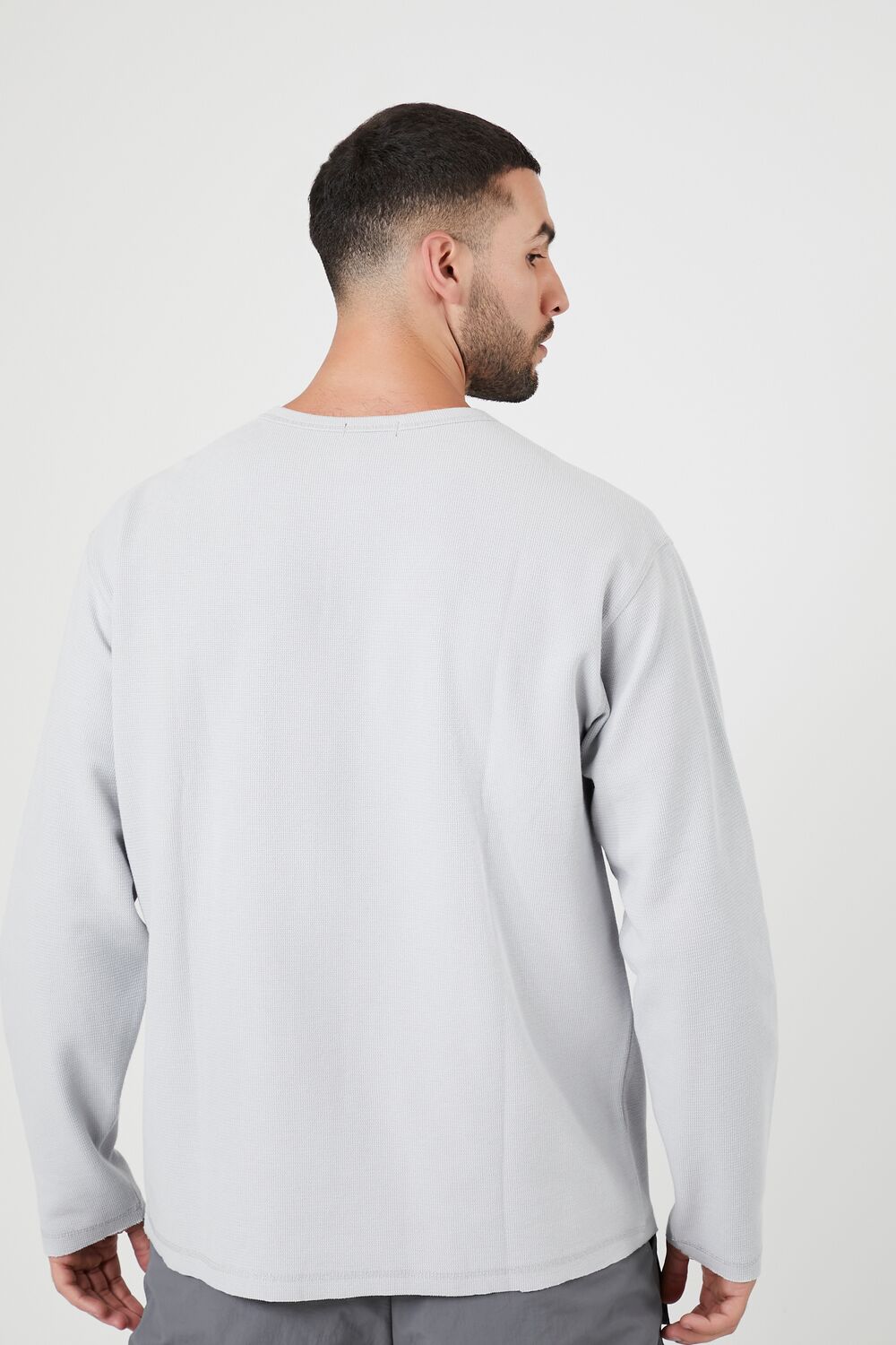  Forever 21 Thermal Henley Shirt - light grey - Bonton