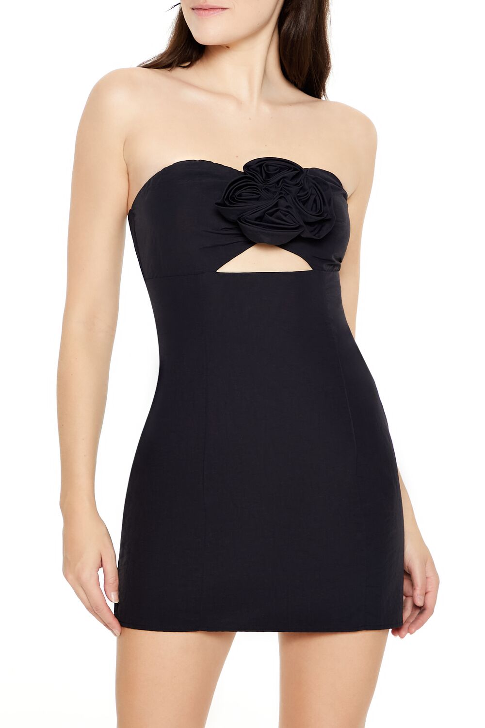  Forever 21 Rosette Strapless Mini Dress - pink - Bonton