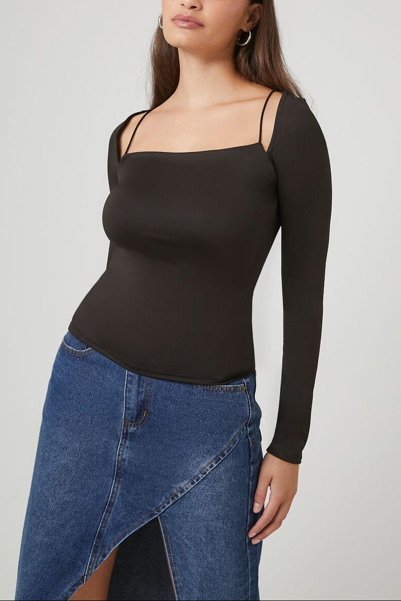  Forever 21 Cami Long-Sleeve Top - grey - Bonton