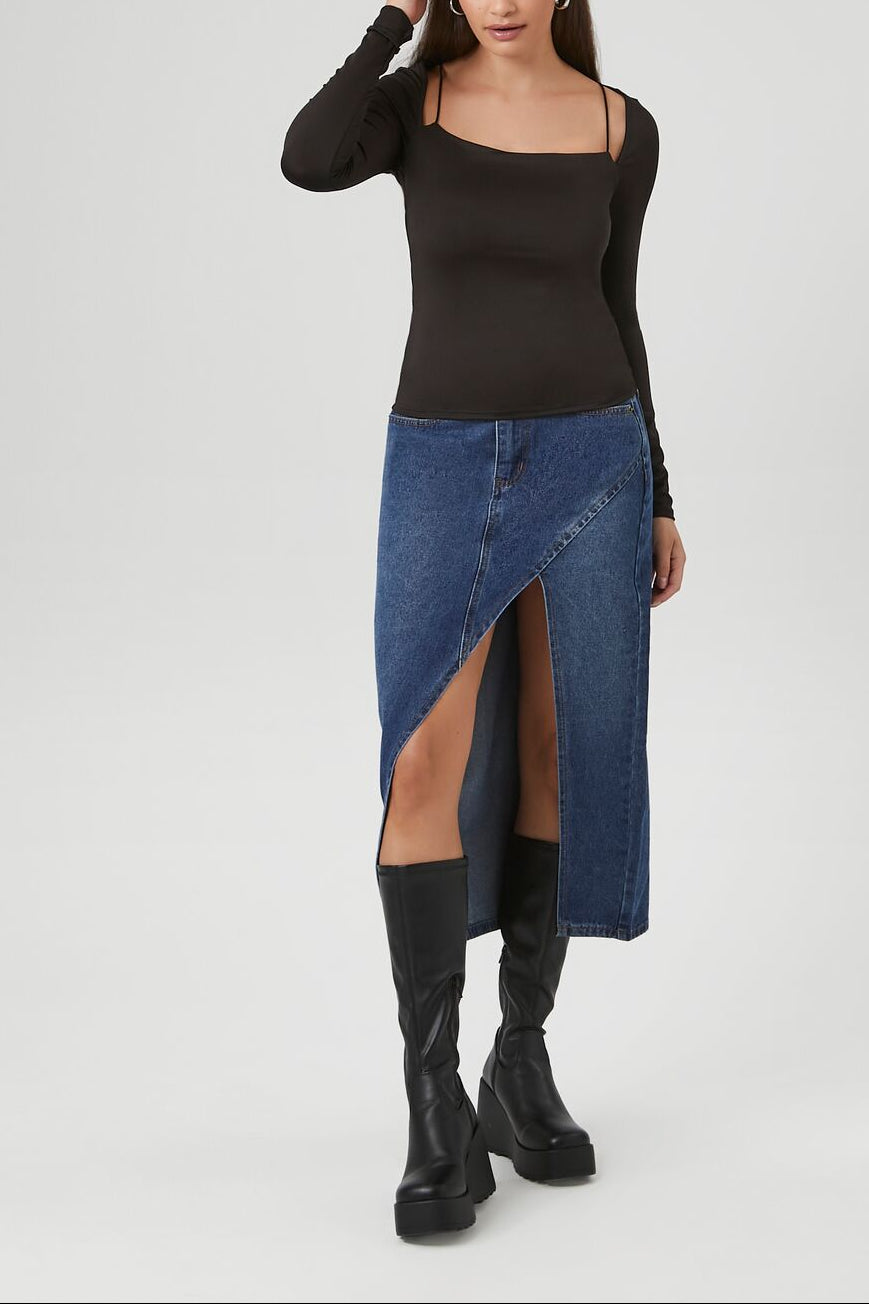  Forever 21 Cami Long-Sleeve Top - grey - Bonton