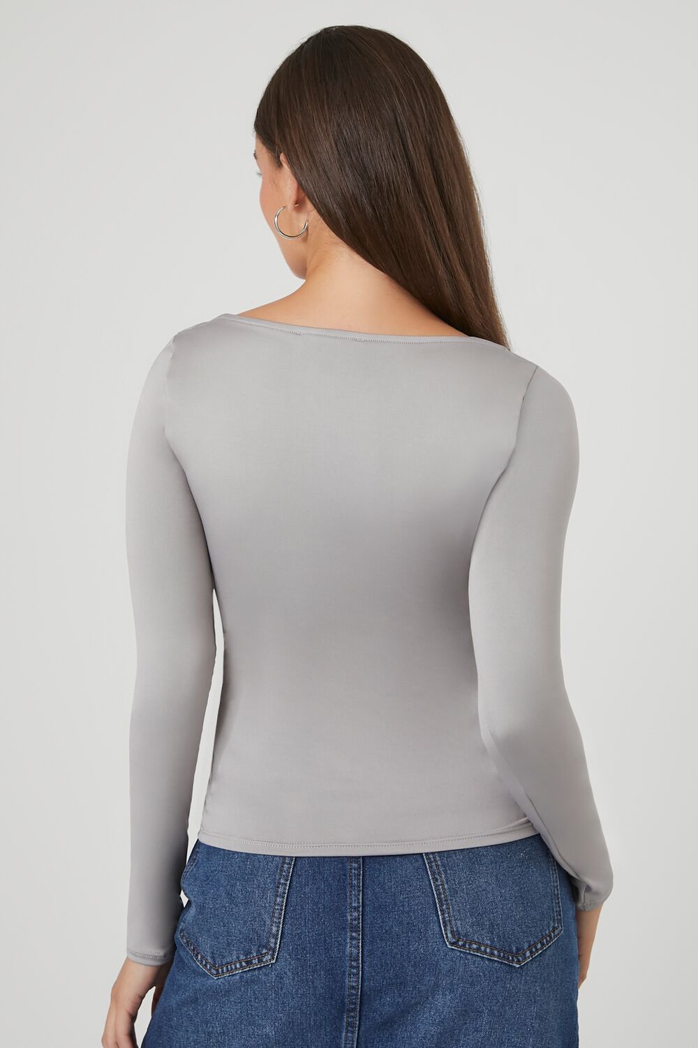  Forever 21 Cami Long-Sleeve Top - grey - Bonton