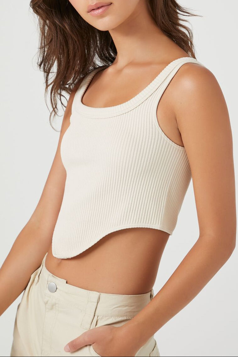  Forever 21 Seamless Curve-Hem Cropped Tank Top - birch - Bonton