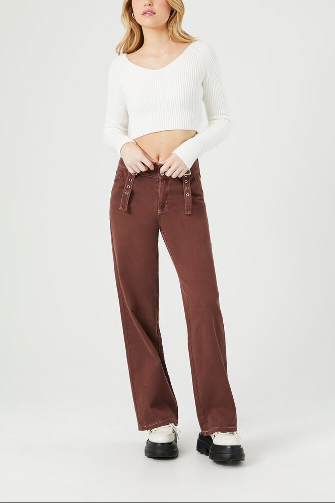  Forever 21 Cropped Rib-Knit Sweater - white - Bonton