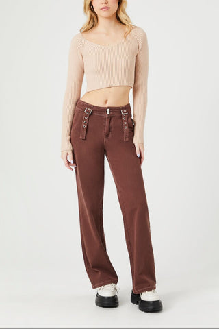 Cropped Rib-Knit Sweater