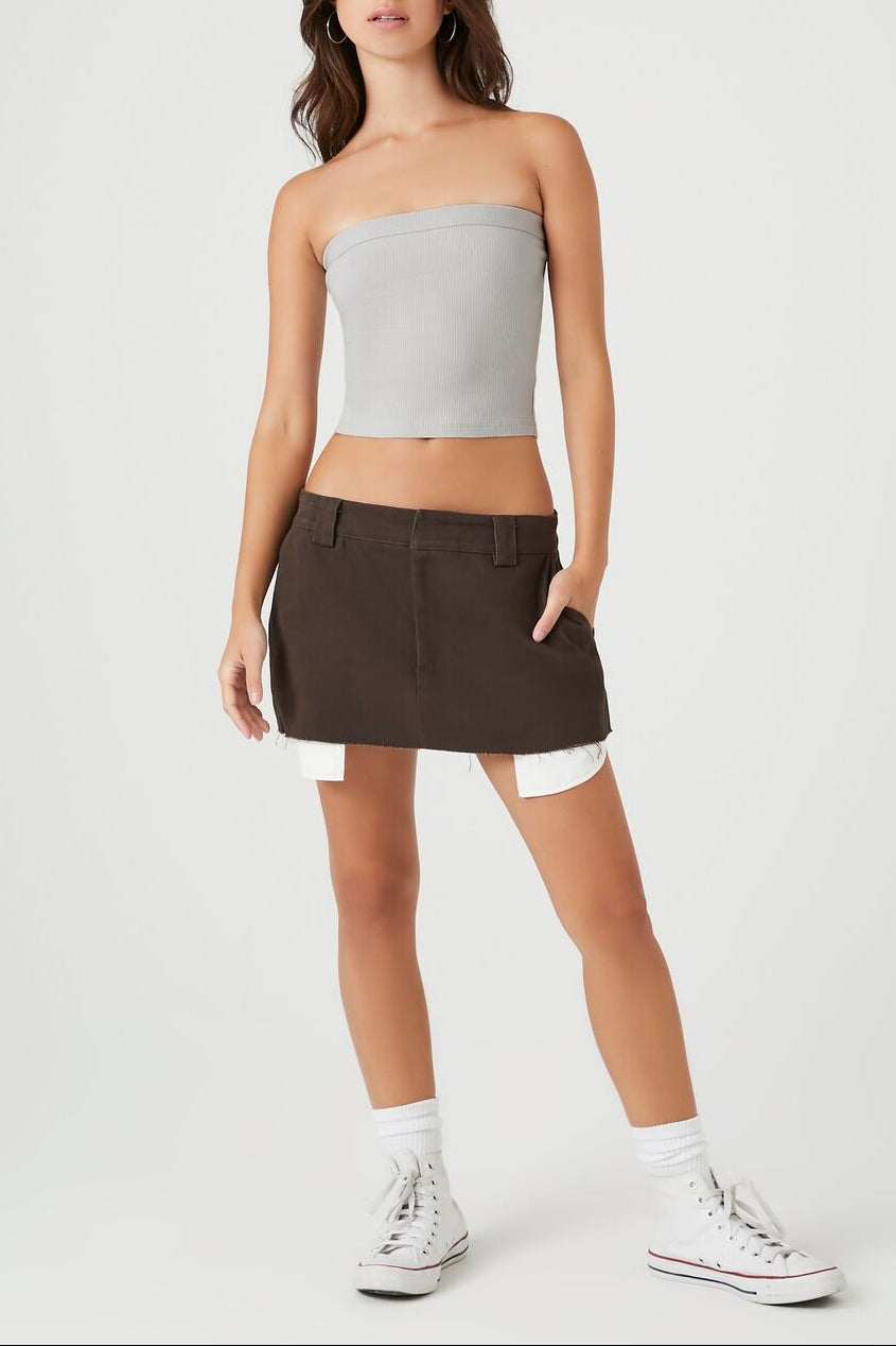  Forever 21 Ribbed Knit Tube Top - charcoal - Bonton