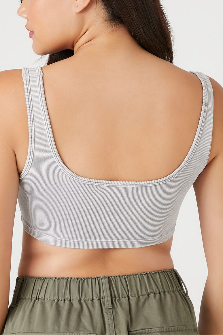  Forever 21 Seamless Ribbed V-Hem Tank Top - black - Bonton