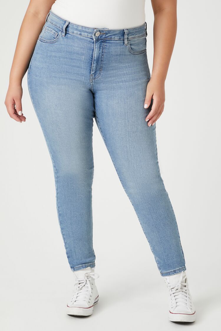  Forever 21 Plus Size Skinny High-Rise Jeans - medium-denim - Bonton
