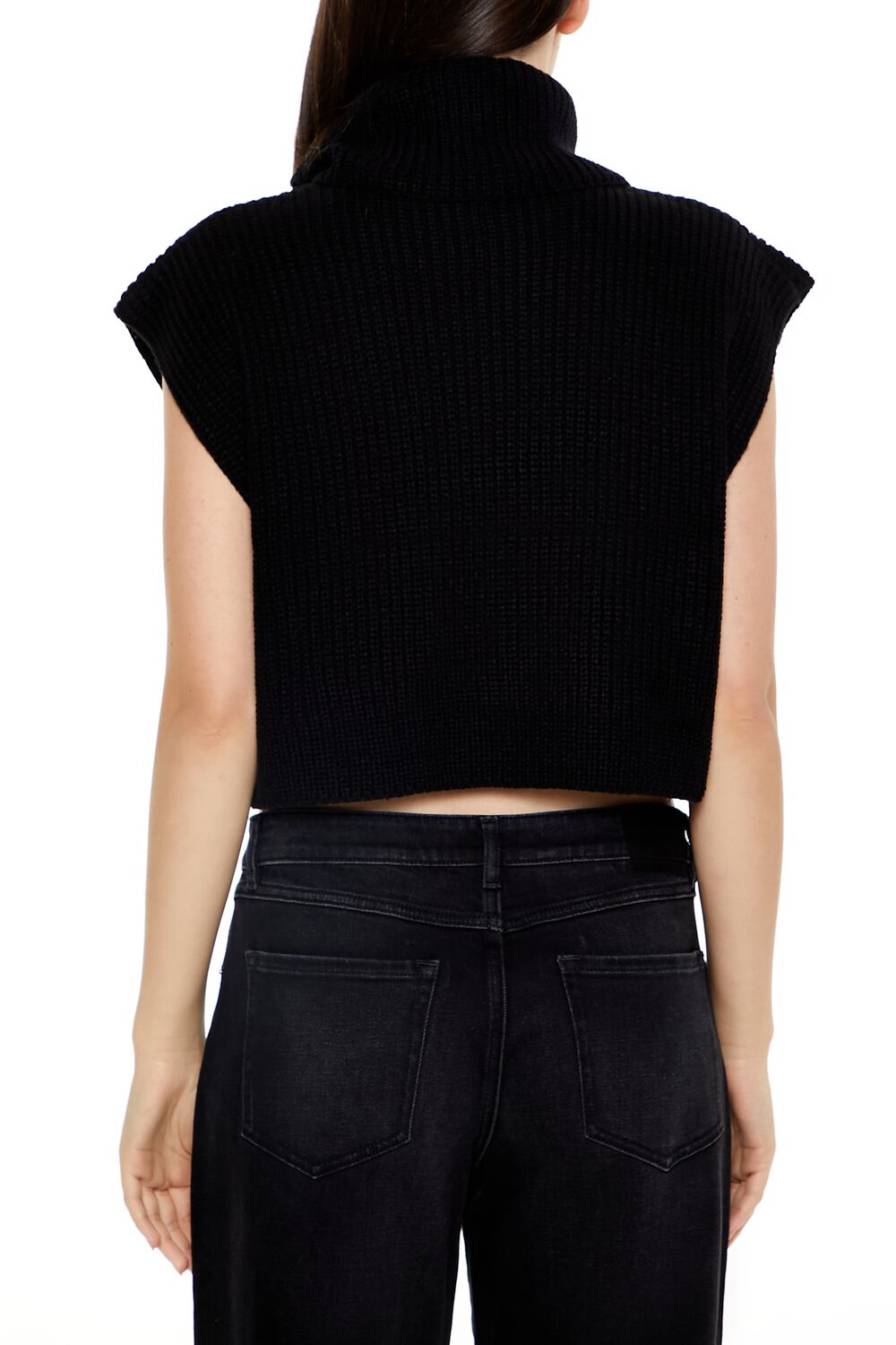  Forever 21 Cropped Sleeveless Turtleneck Sweater - black - Bonton