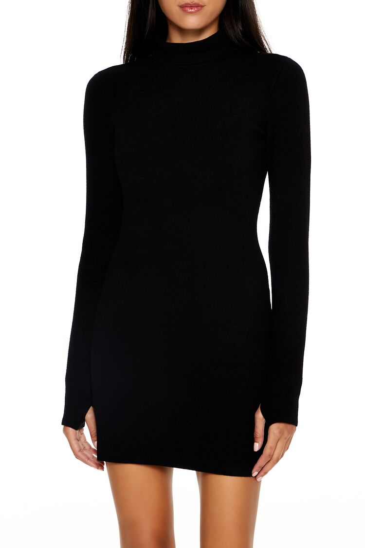  Forever 21 Turtleneck Mini Sweater Dress - chestnut-swatch - Bonton