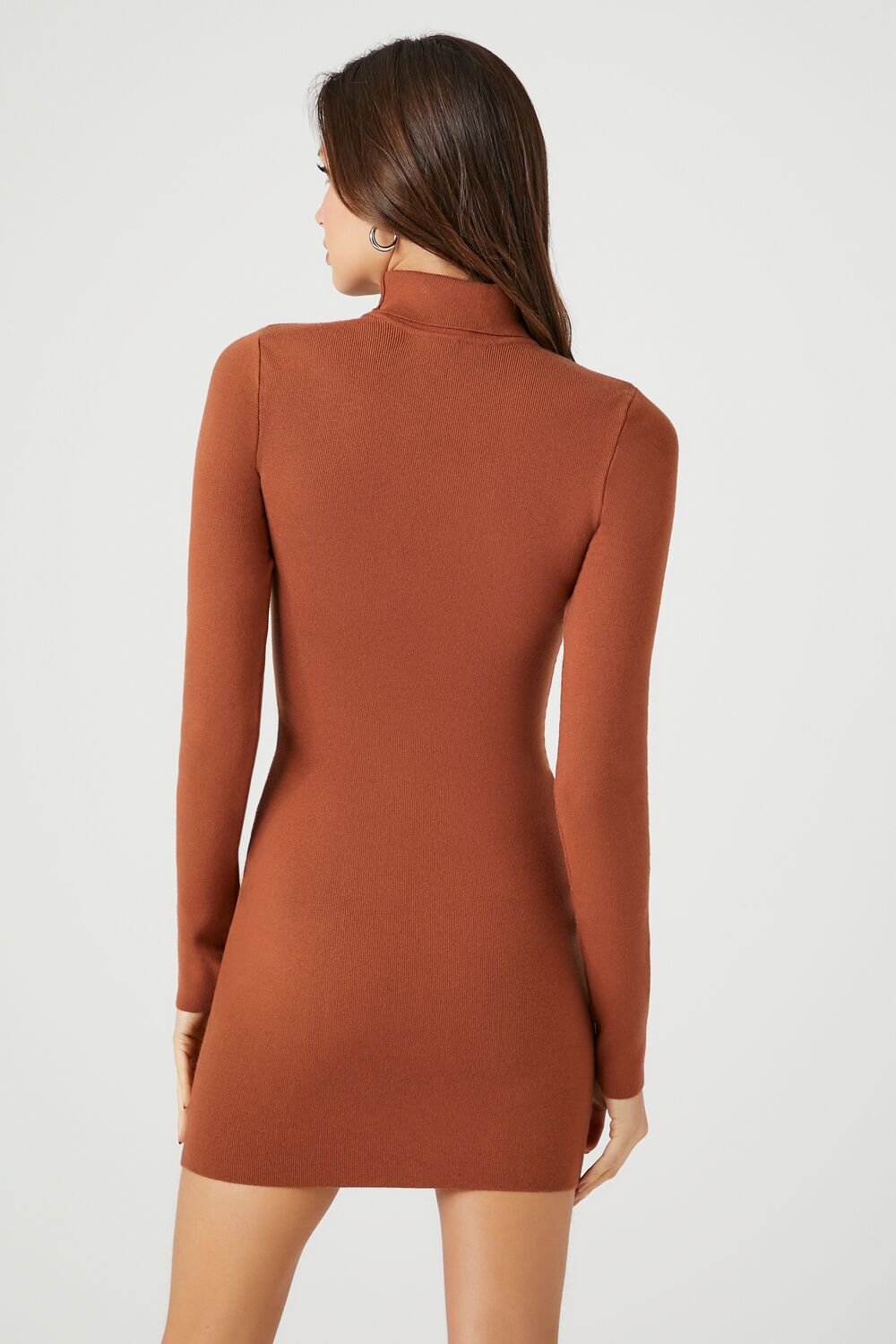  Forever 21 Turtleneck Mini Sweater Dress - chestnut-swatch - Bonton