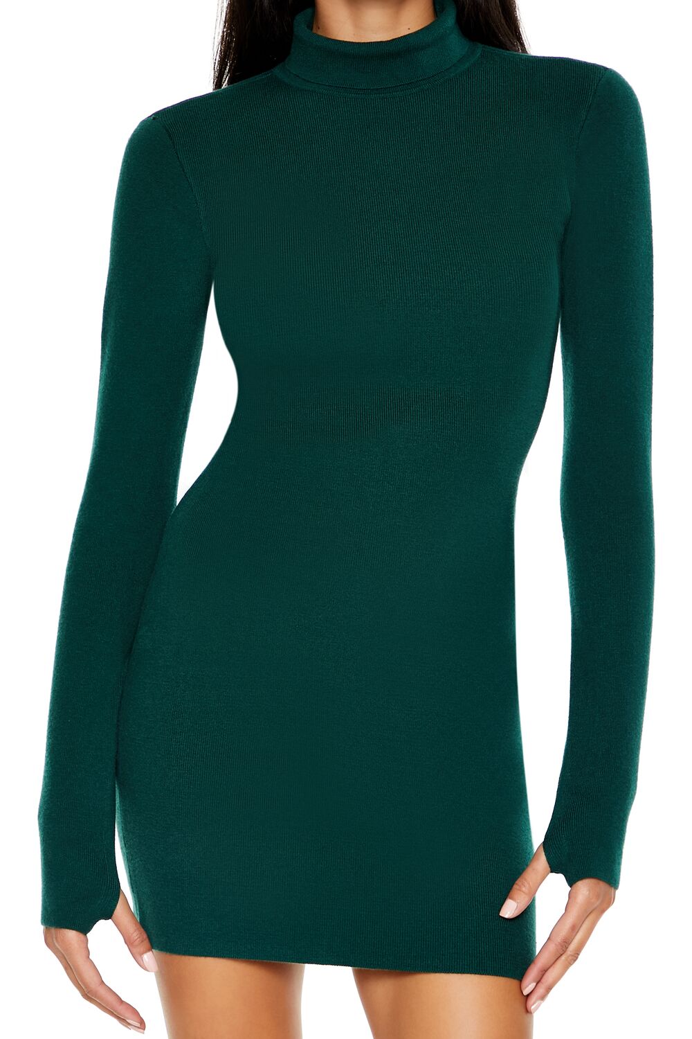  Forever 21 Turtleneck Mini Sweater Dress - chestnut-swatch - Bonton