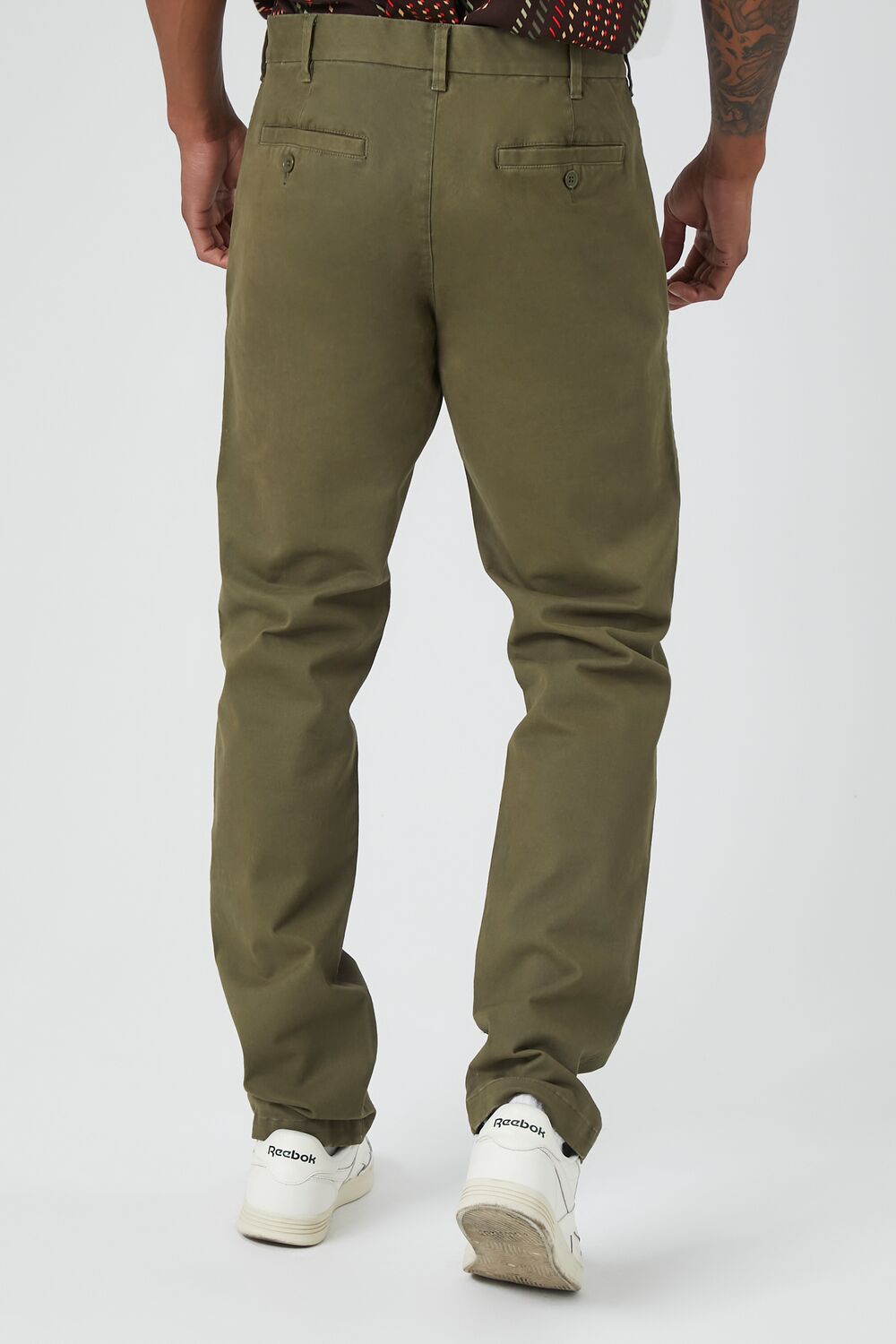  Forever 21 Twill Mid-Rise Slim-Fit Pants - olive - Bonton