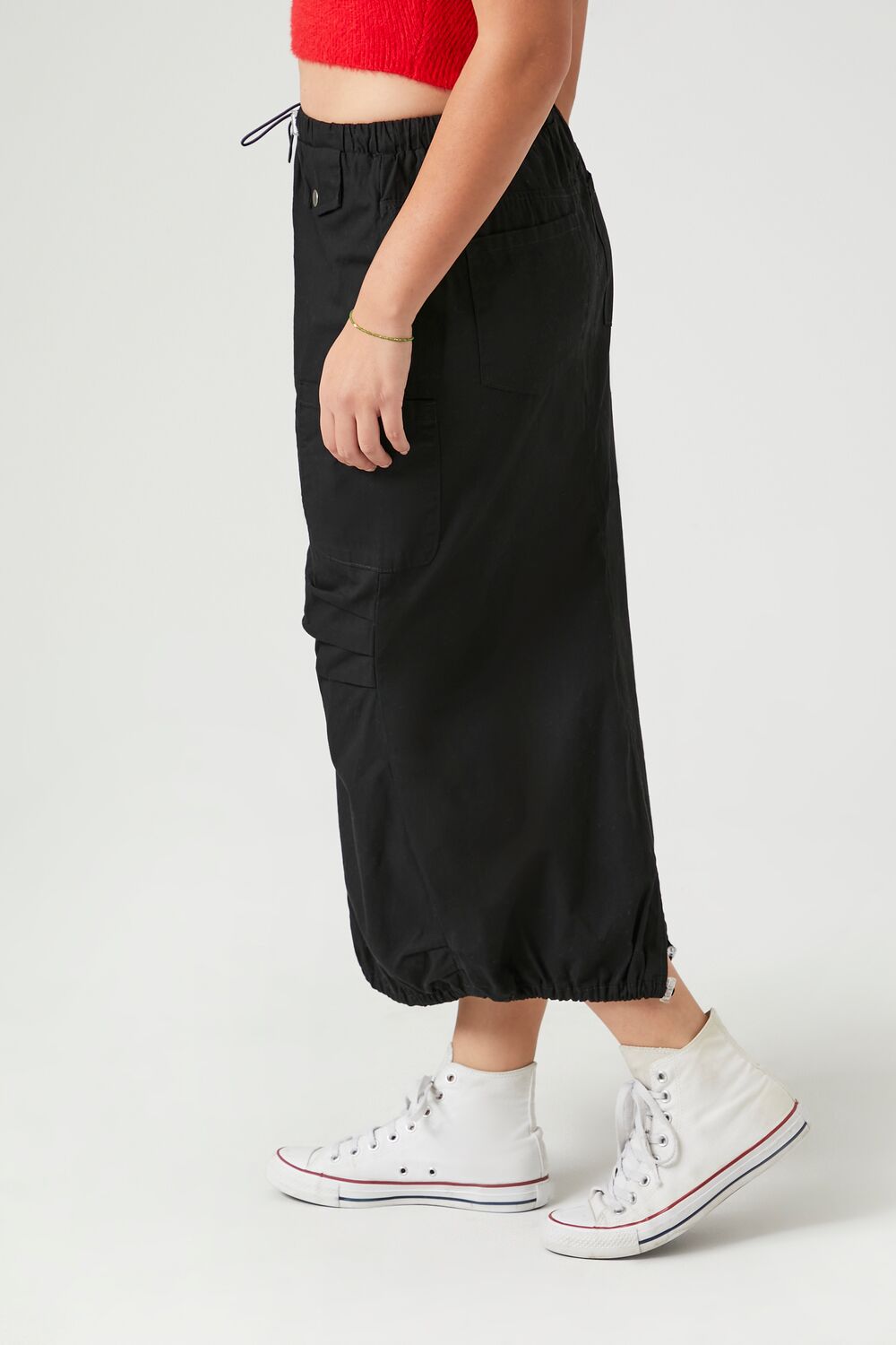  Forever 21 Cargo Midi Skirt - black - Bonton