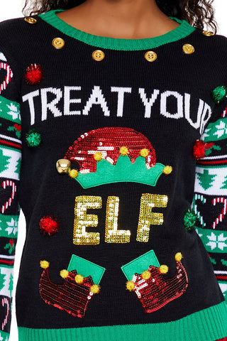 Treat Your Elf Christmas Sweater
