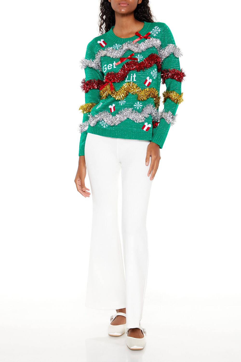  Forever 21 Get Lit Christmas Sweater - green multi - Bonton