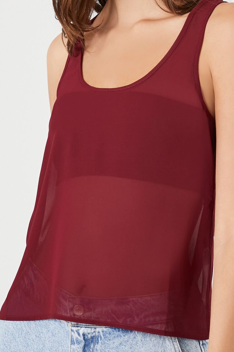  Forever 21 Chiffon Scoop Tank Top - black - Bonton