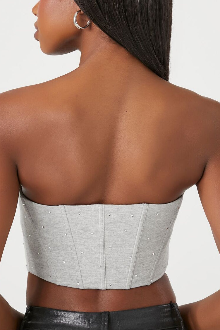 Forever 21 Cropped Corset Tube Top - heather grey - Bonton