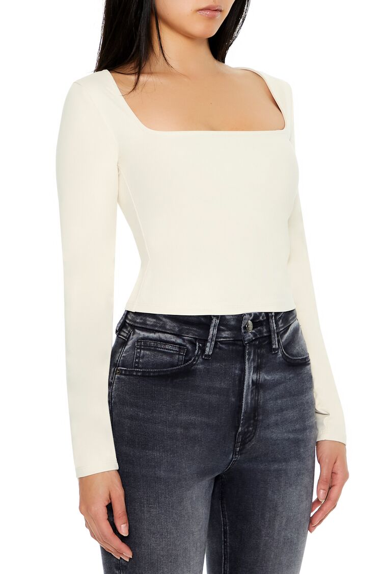  Forever 21 Sculpt Shape Square-Neck Top - cream - Bonton