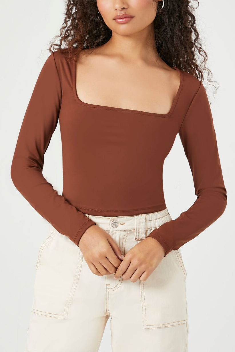  Forever 21 Sculpt Shape Square-Neck Top - cream - Bonton
